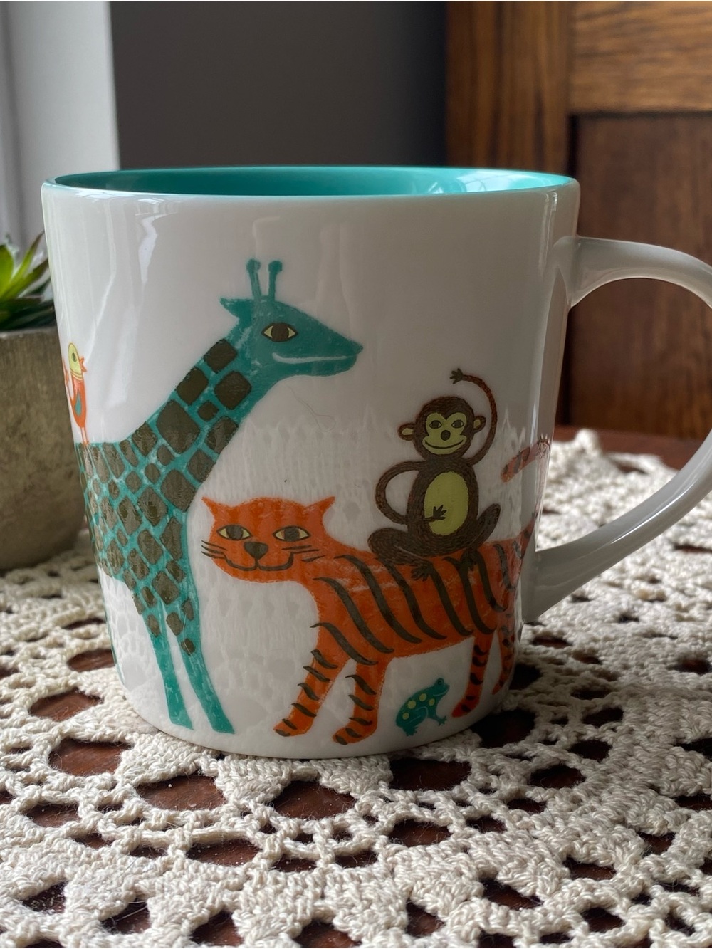 Ceramic Animal Stack Mug in Teal & Orange - Picture 4 of 7